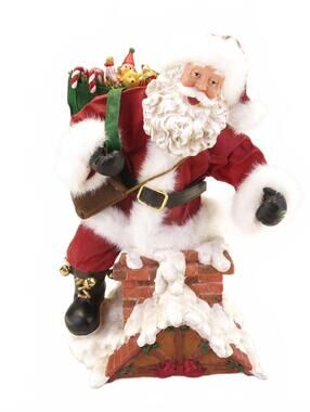 Dept 56 Possible Dreams Santa On Roof with Bag of Toys 10.25"